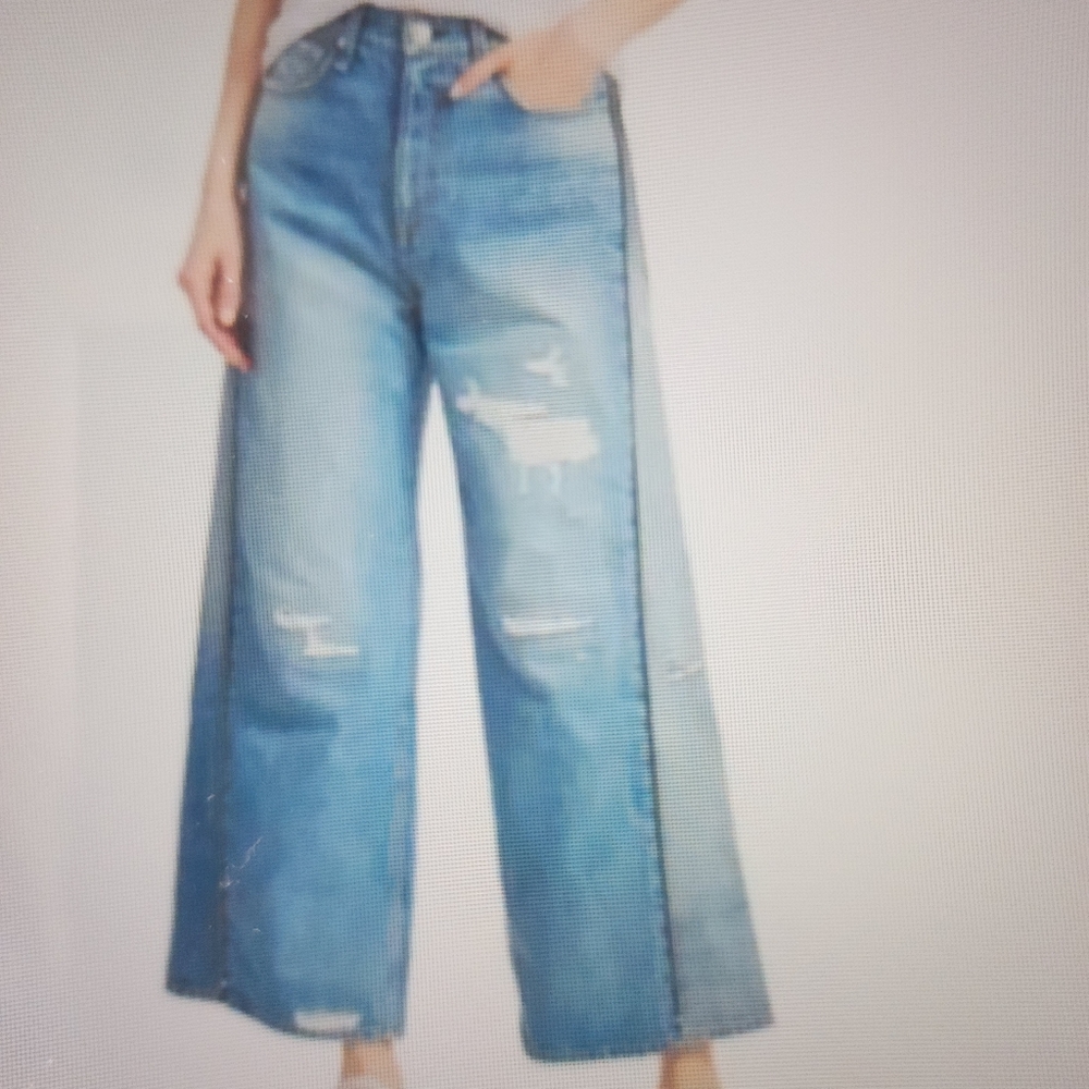 Rag And Bone Distressed Wide Led , NWT. side Zipper Detail.
